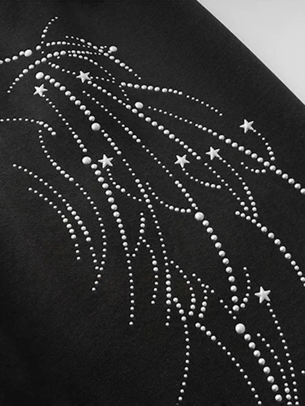Wide-Leg Star-Graphic Rhinestone-Detail Denim Pants