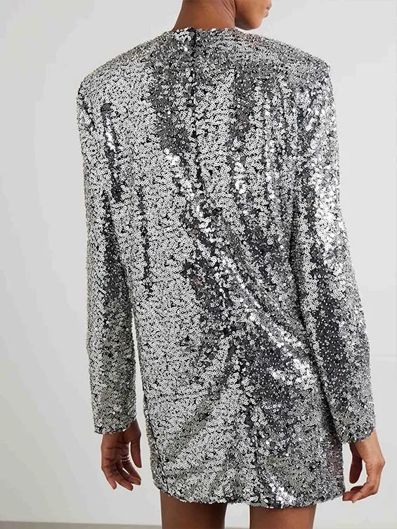 Modern Sequined Long Sleeved Elegant Mini Dress