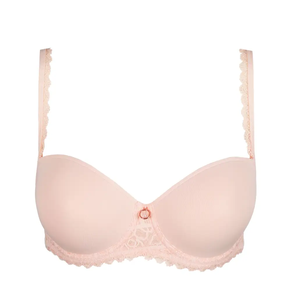 Women's Strapless Adjustable Straps Lace Mesh Microfiber Floral Detail Rounded Shape Bra