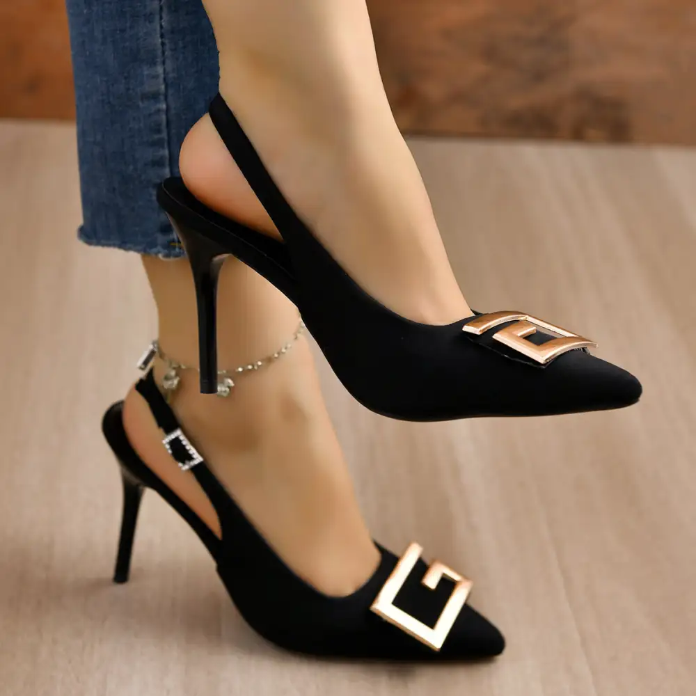 Suede Finish Pointed Toe Stiletto Heels