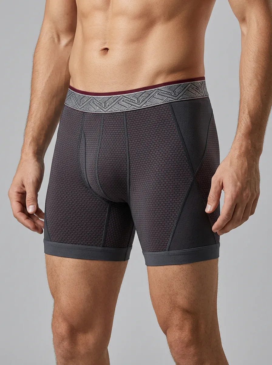 Sport Geometric Waistband-Detail Style Men's Boxer Briefs