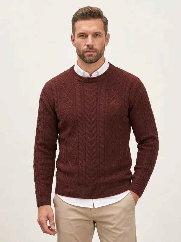 Men's Olive Green Cable Knit Sweater