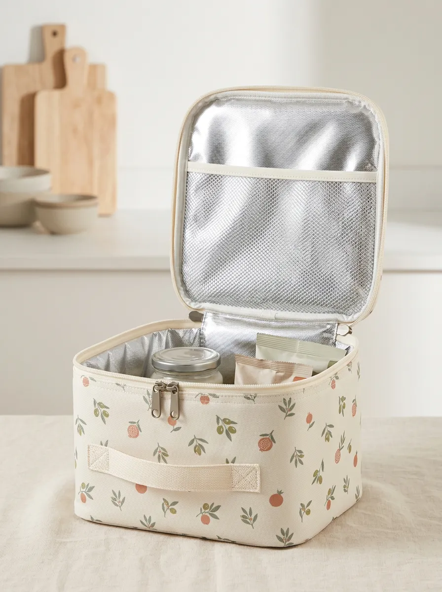 Botanical Fruit Pattern Insulated Printed Lunch Bag