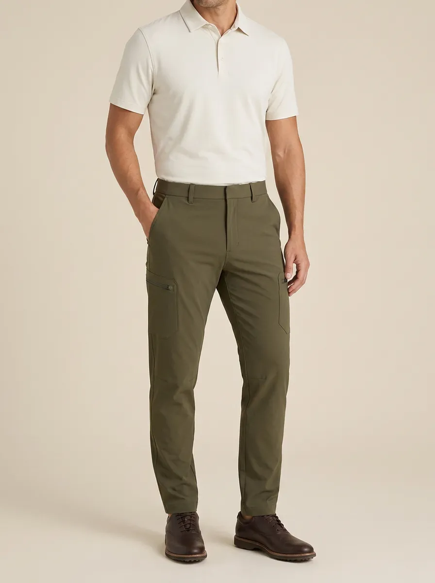 Men's Golf Sport Olive Green Cargo Printed Pants