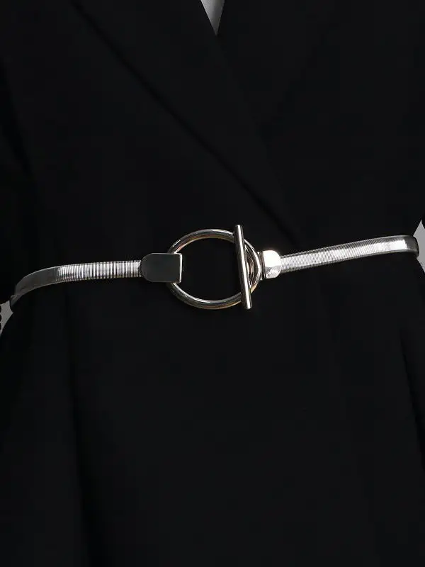 Pleated Geometric Buckle Belt