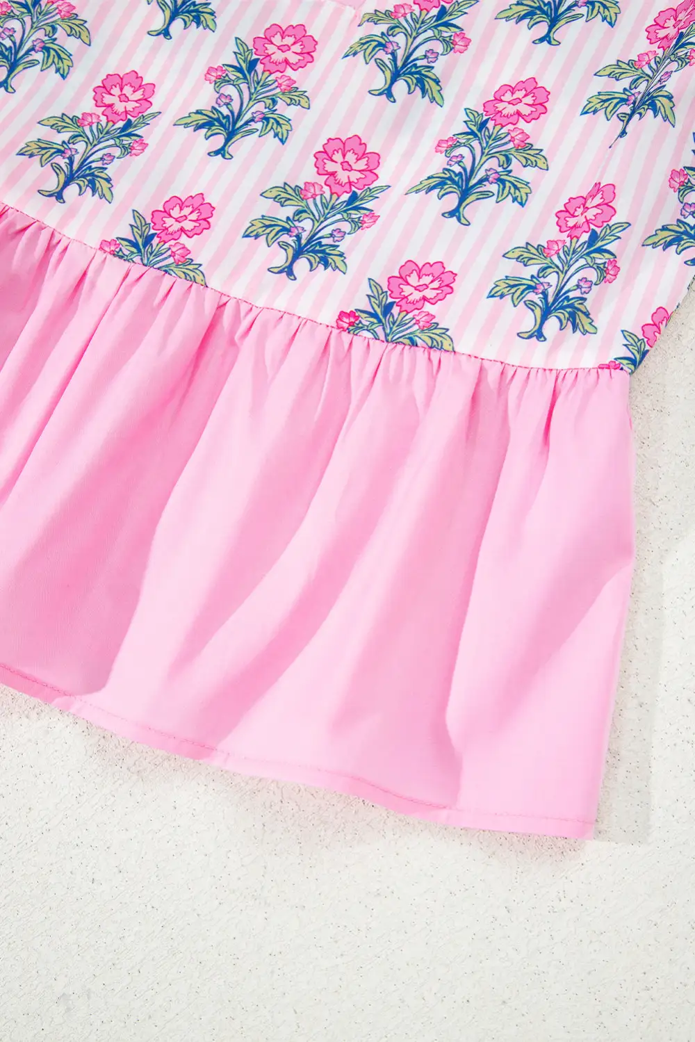 Everyday Striped Floral Ruffled Blouse