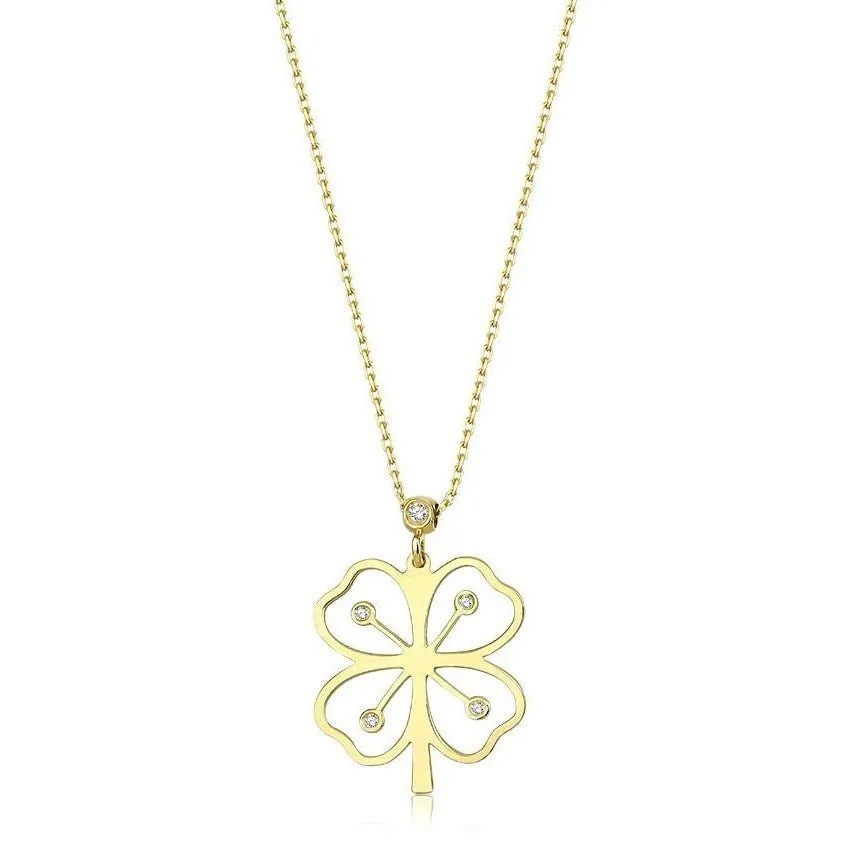 Dainty Diamond Four Leaf Clover Necklace