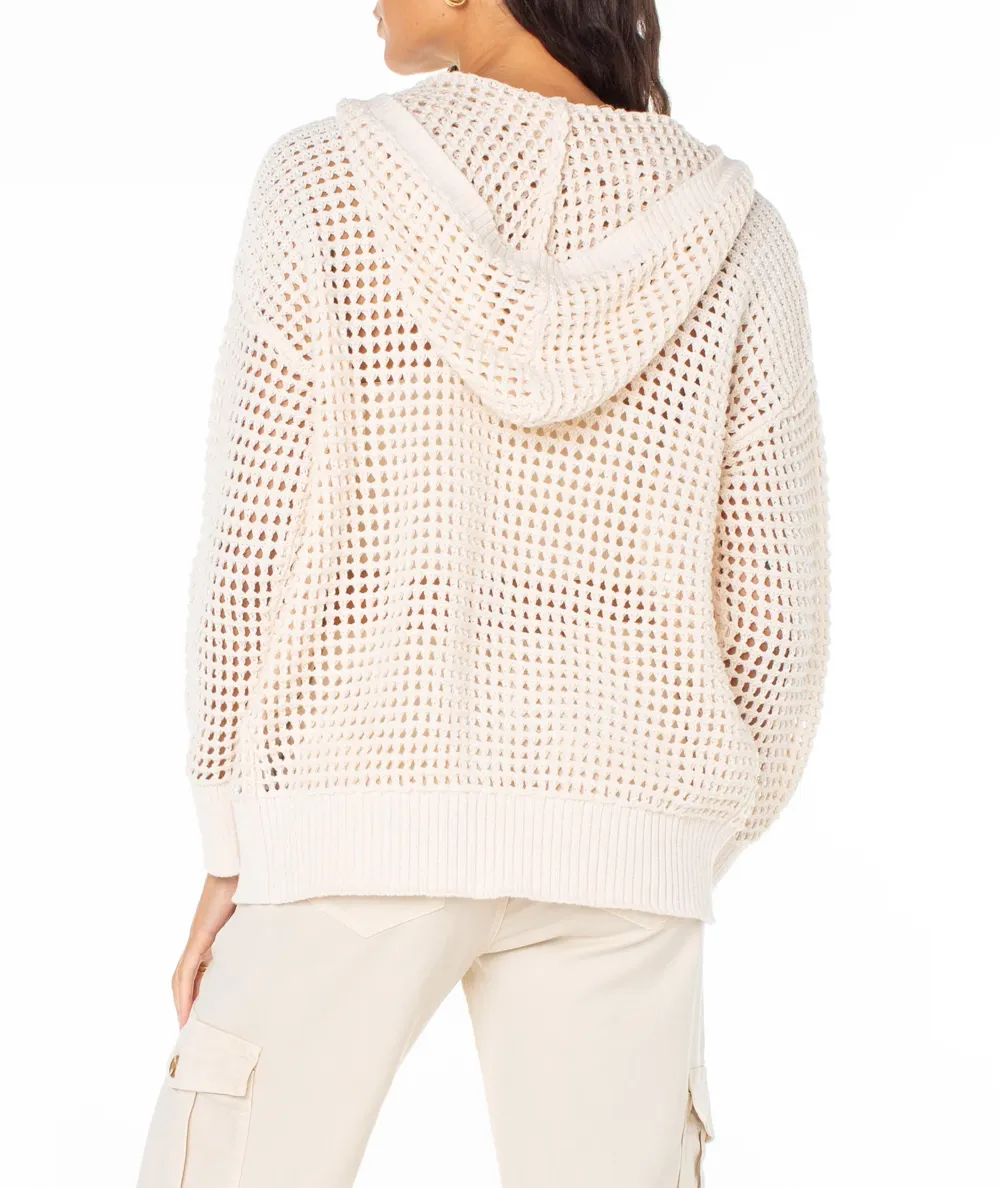 Open-Knit Hooded Sweater