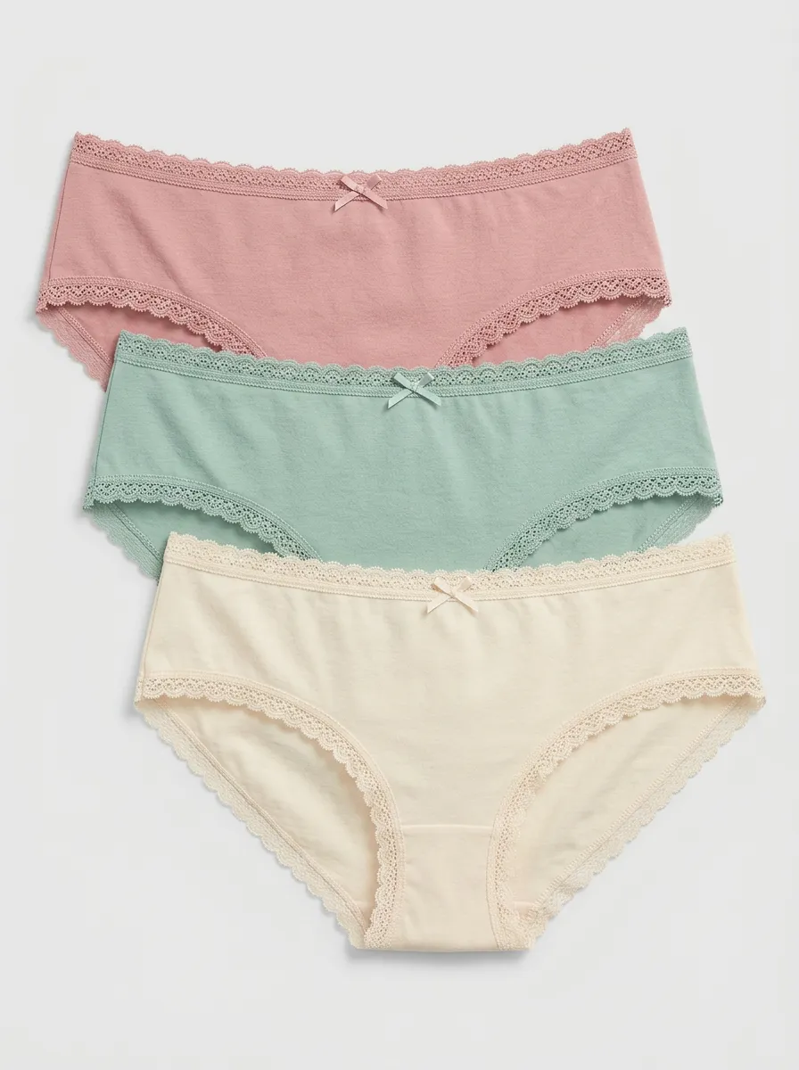 Refined Lace-Trim Women's Three-Piece Panty Set