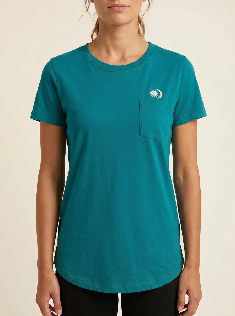 Women's Daisy Moon Embroidered Pocket Crewneck T-Shirt