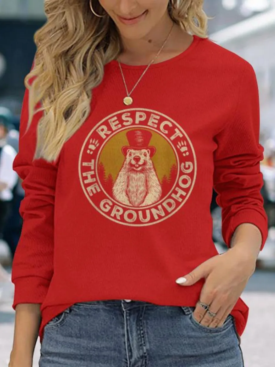 Groundhog Printed Long Sleeve T-Shirt