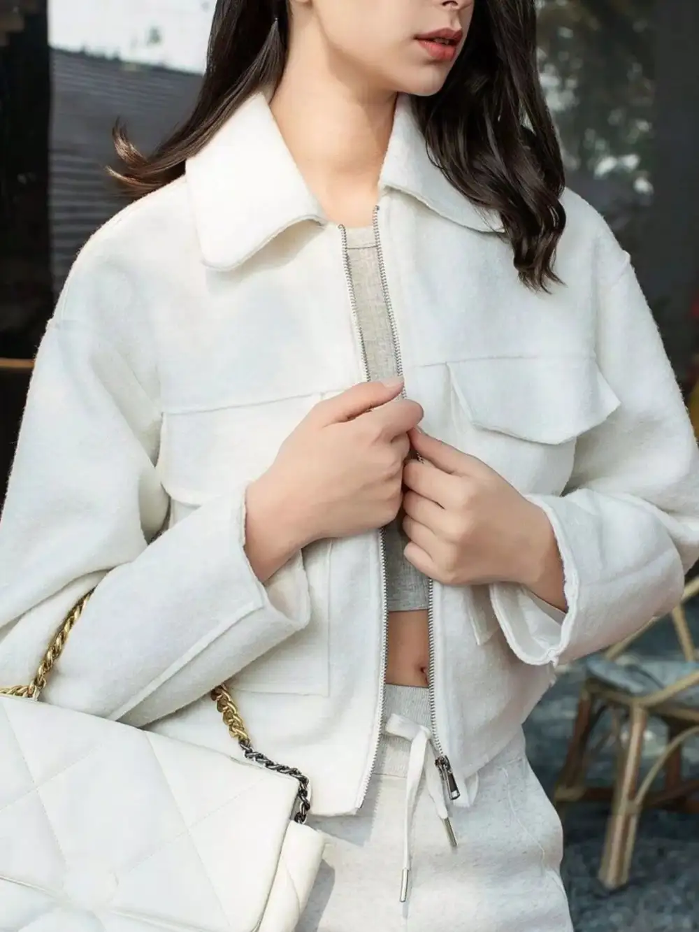 Zip Up Cropped Jacket Versatile Daily Layer