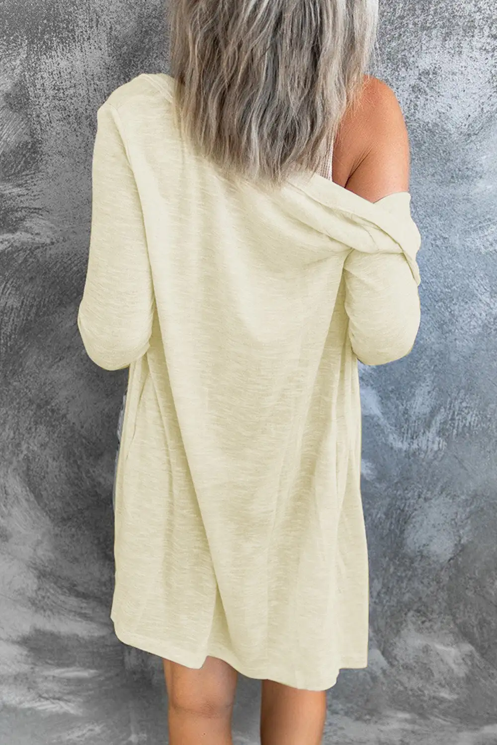 Solid Open-Front Buttons Cardigan