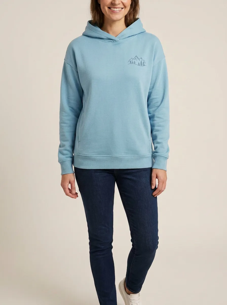 Women's Mountain-Forest Crossover-Neck Side-Pocket Hoodie