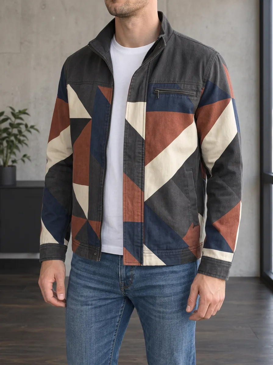 Men's Geometric Colorblock Rugged Edition Jacket