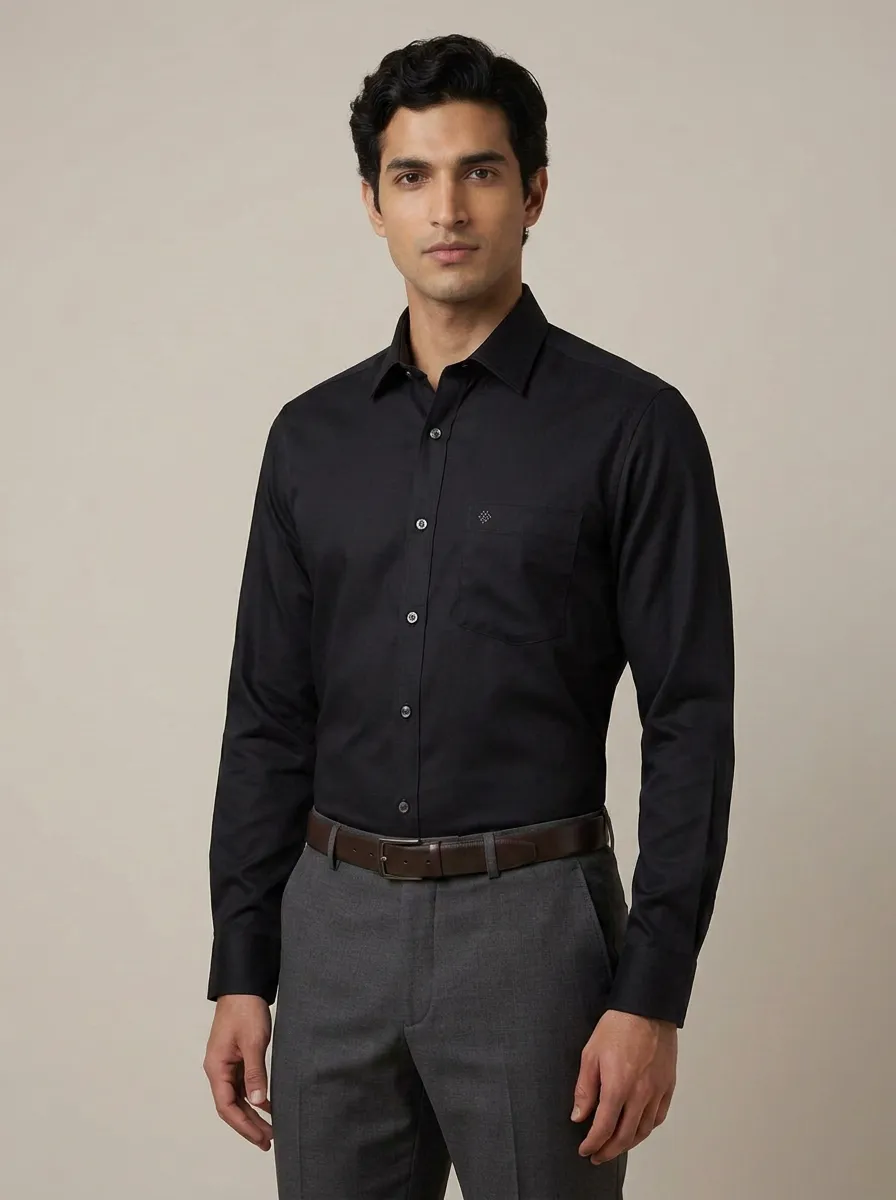 Men's Non-Iron Cotton Solid Pink Formal Button-Down Shirt