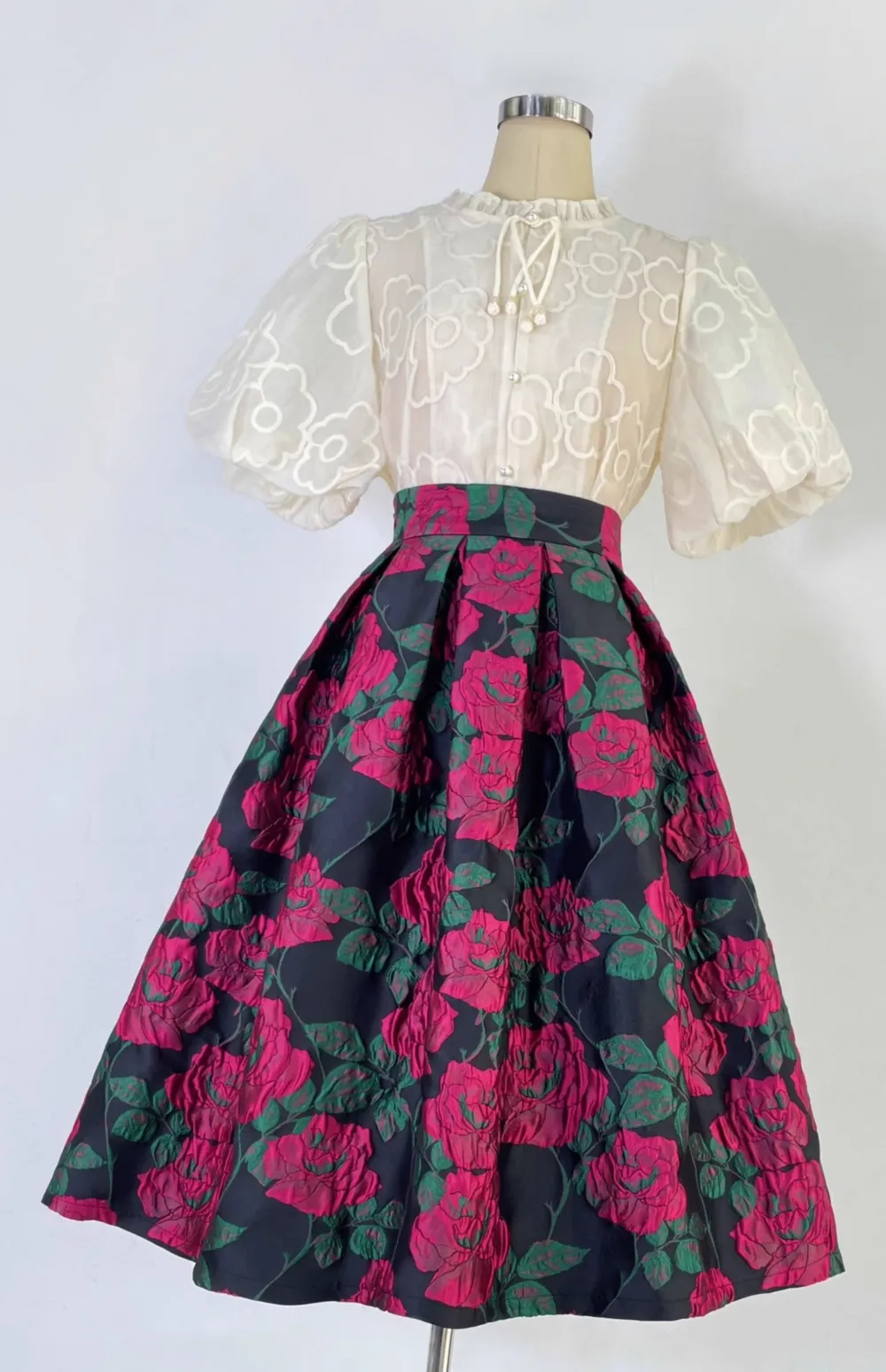 Easy Embroidered High Waist Skirt