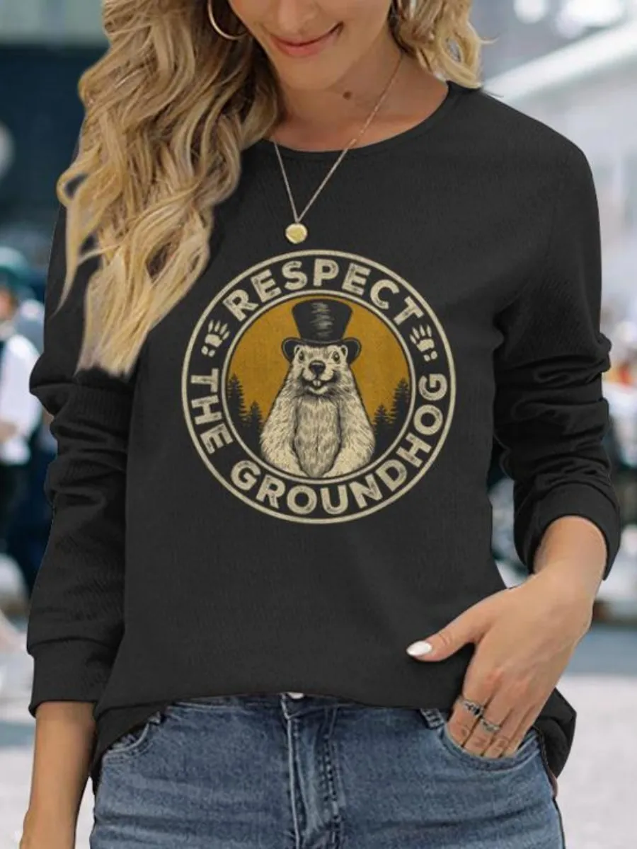 Groundhog Printed Long Sleeve T-Shirt