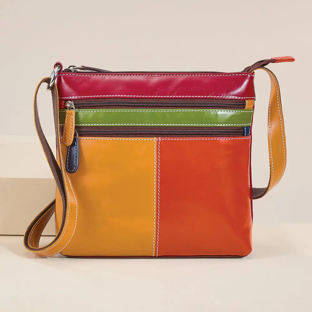 Mixed Leather Crossbody Bag