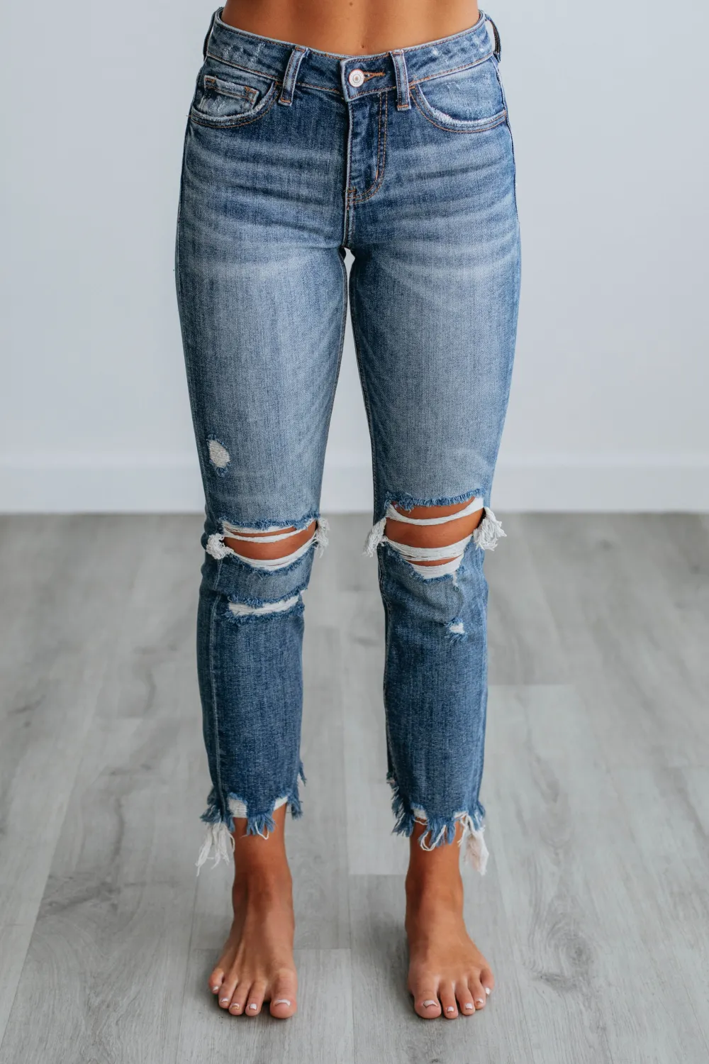 Women's High Rise Cropped Stretch Denim Jeans