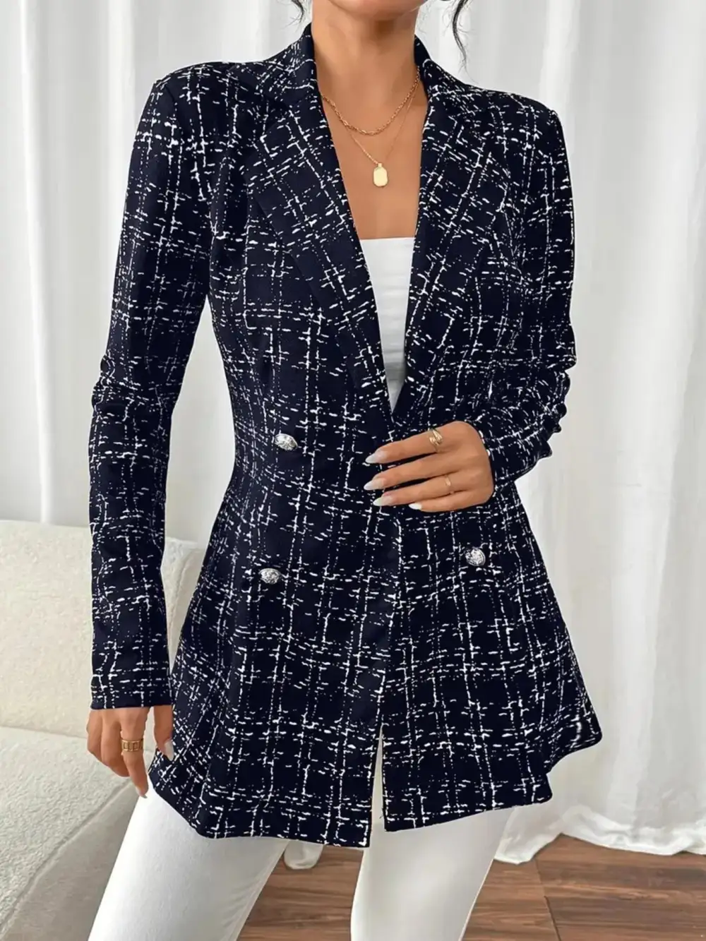 Double-Breasted Tweed Blazer
