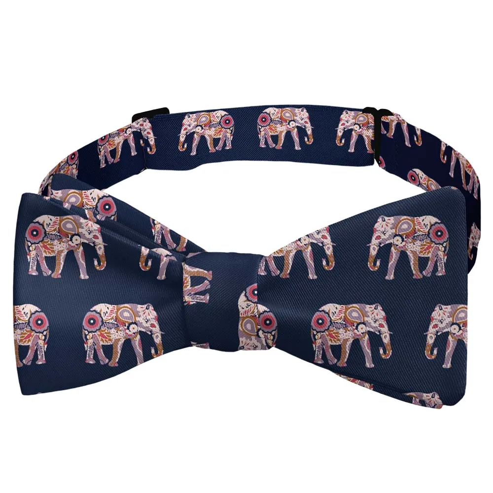Floral Elephants Motif Bow Tie