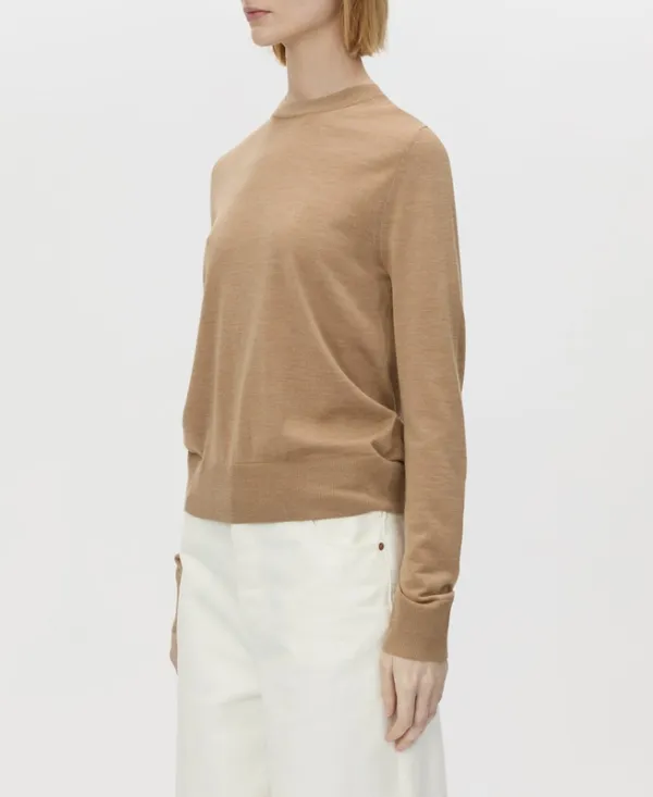 Tan Melange Crew Neck Classic Sweater