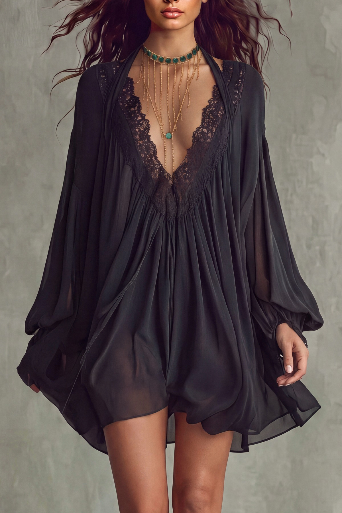 Halter Neck Lace Mini Dress