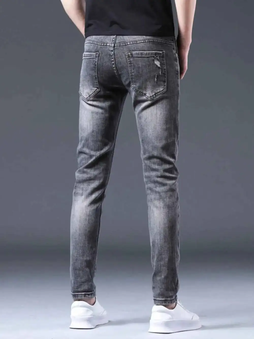 Distressed Slim Fit Ripped Jeans