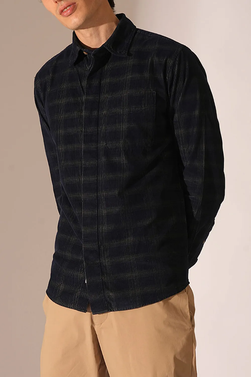 Casual Corduroy Check Shirt