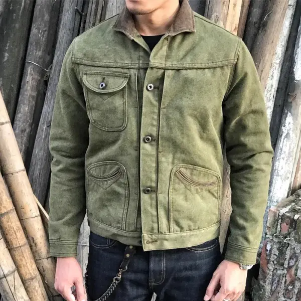 Buttoned Washed Field Jacket