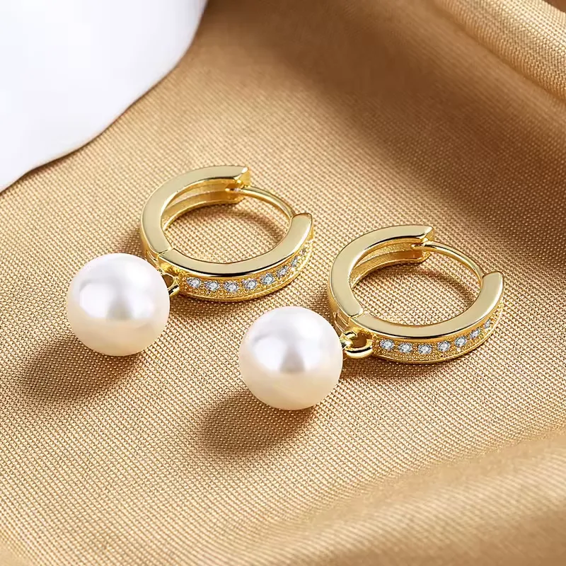 Natural freshwater pearl ladies' earrings