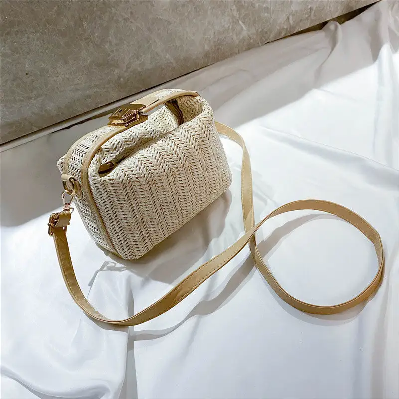 Nylon Compact Straw Drawstring Crossbody Bag
