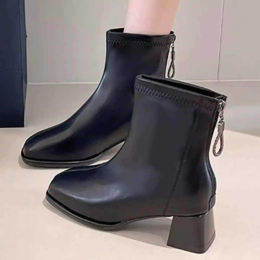 Everyday Square Toe Block Heels Boots