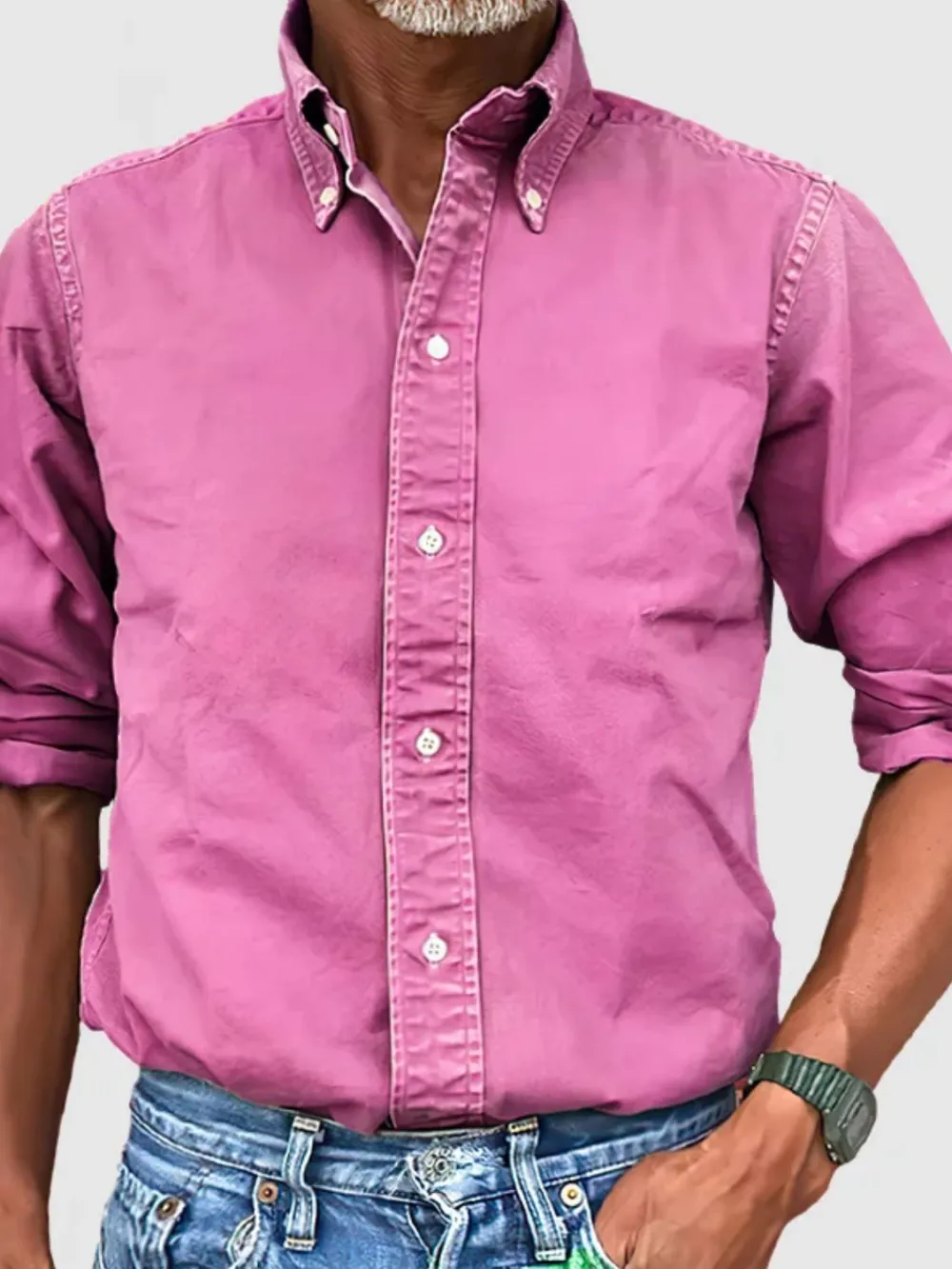 Polyester Button Down Collared Shirt