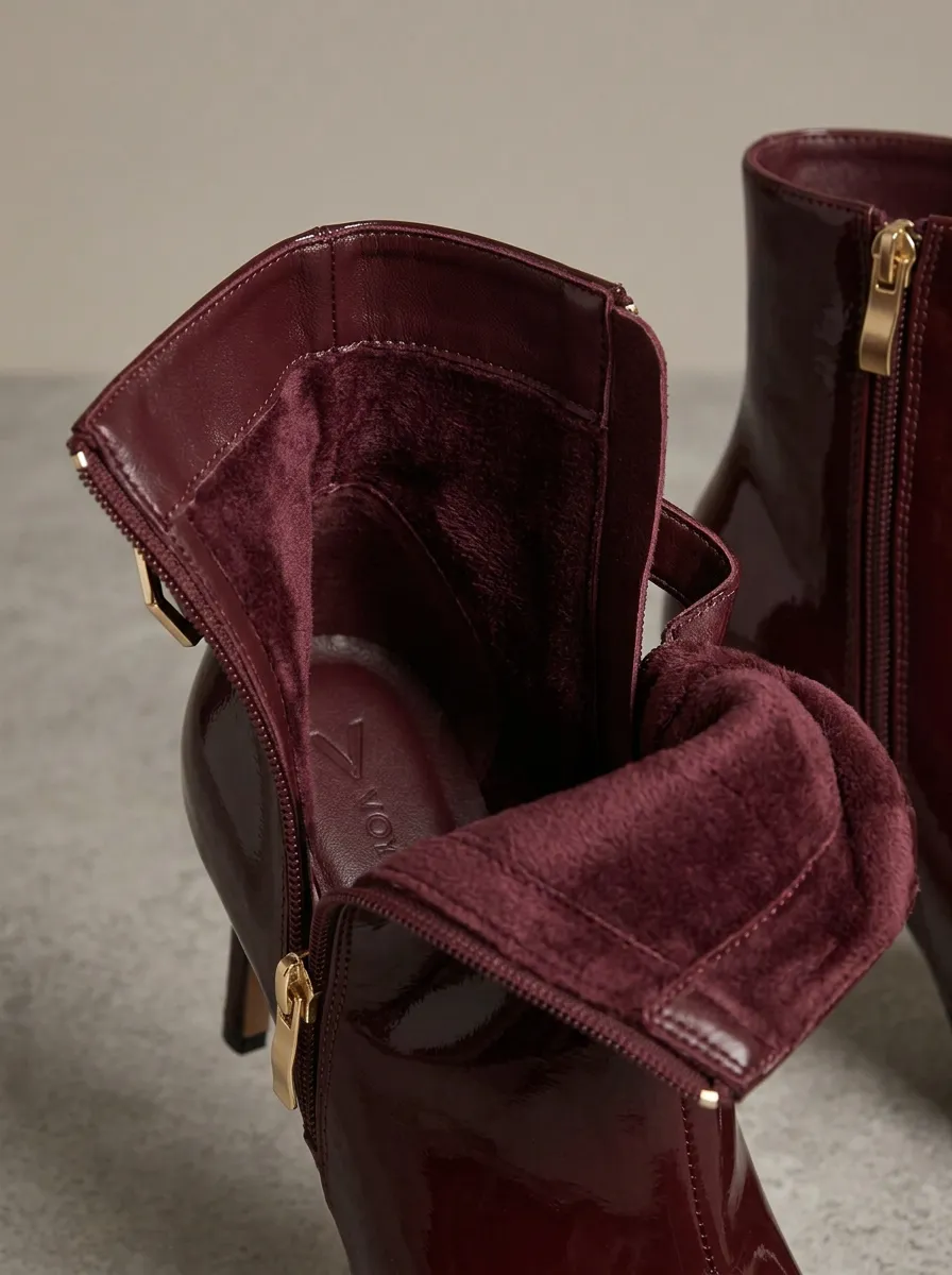 Buckle-Detail Stiletto Leather-Look Women's High-Heel Ankle Boots