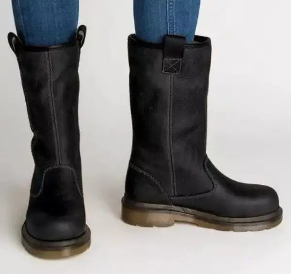 Warm Lined Leather Boots Waterproof Mid Calf Insulated Boots