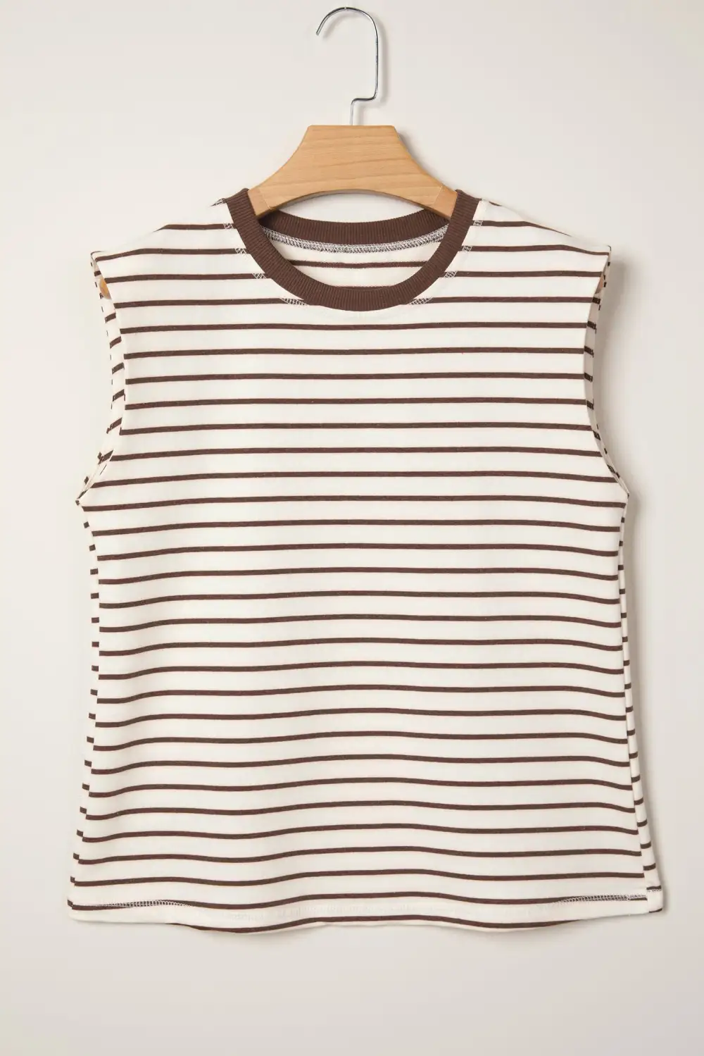 Round-Neck Relaxed Ribbed Striped Tank Top