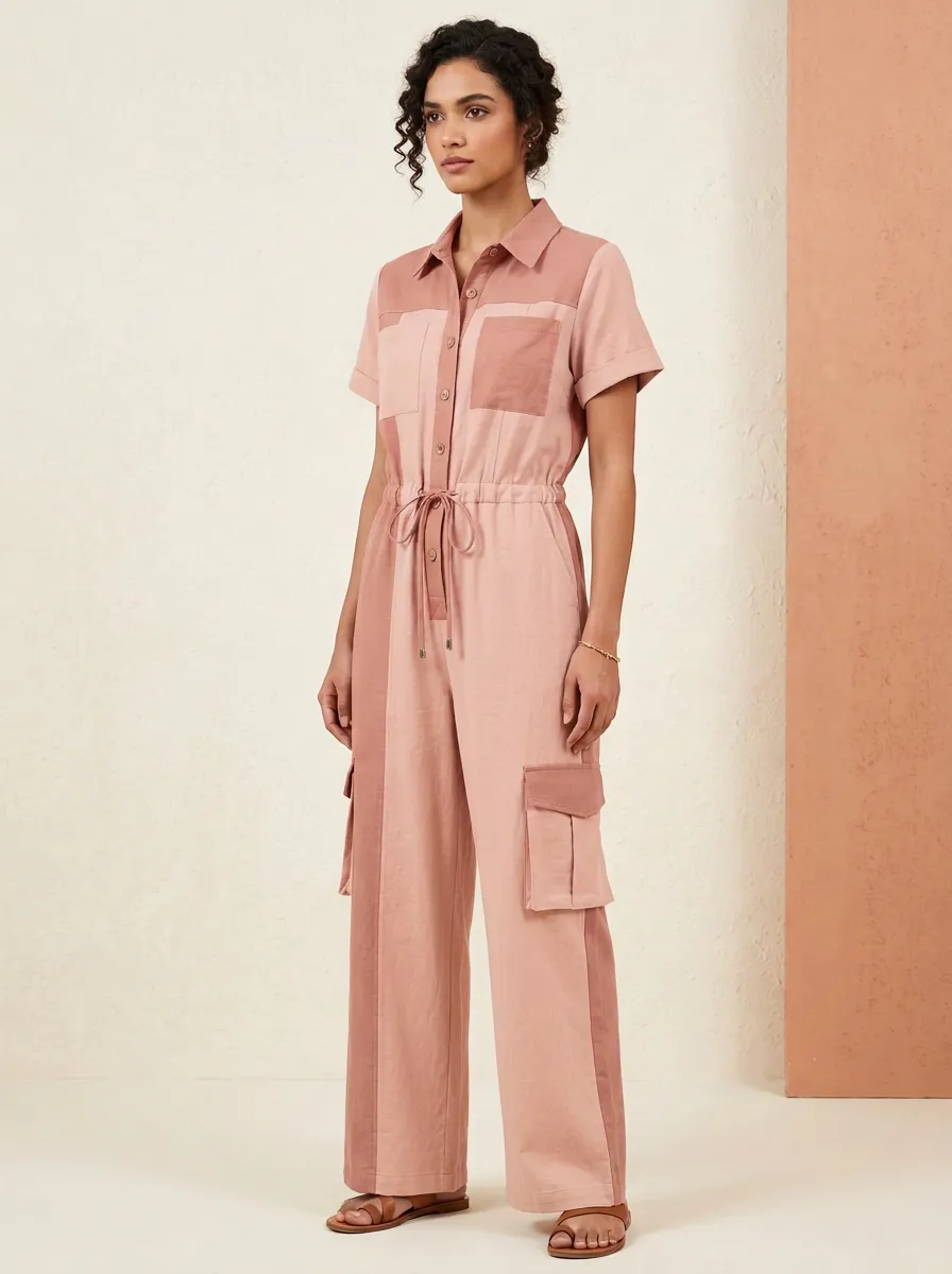 Women's Utility Colorblock Cargo Jumpsuit