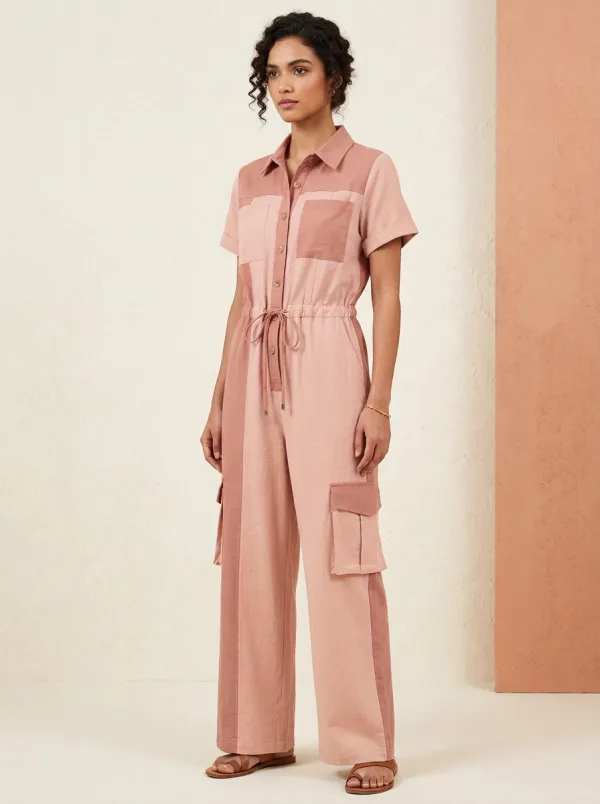 Women's Utility Colorblock Cargo Jumpsuit
