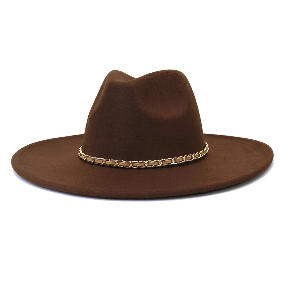 Camel Chain Big Brim Peach Heart Top Hat
