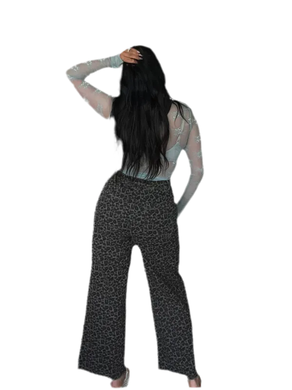 Leopard Straight Leg Straight Pants