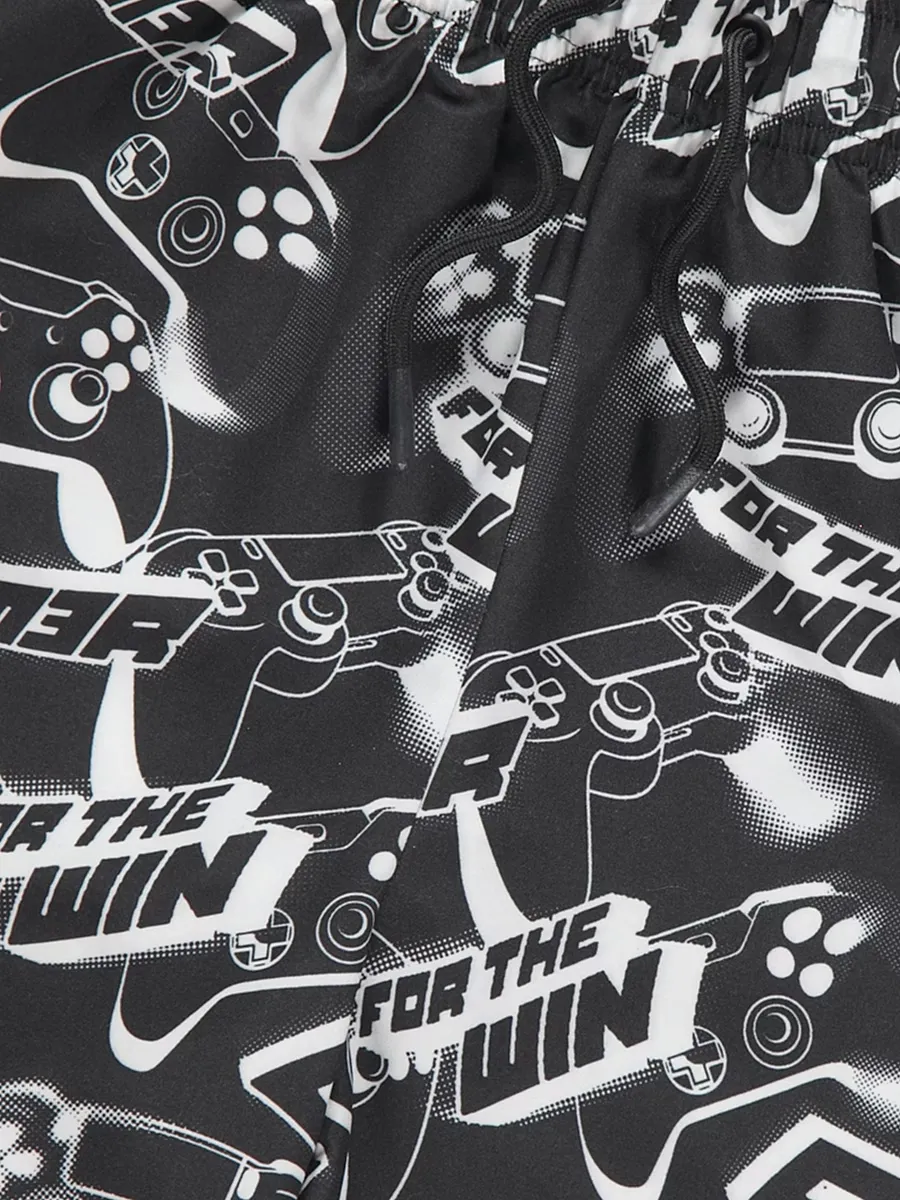 Black Gamer Swim Shorts