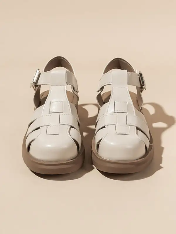 Cutout Round-Toe Gladiator Heeled Sandals