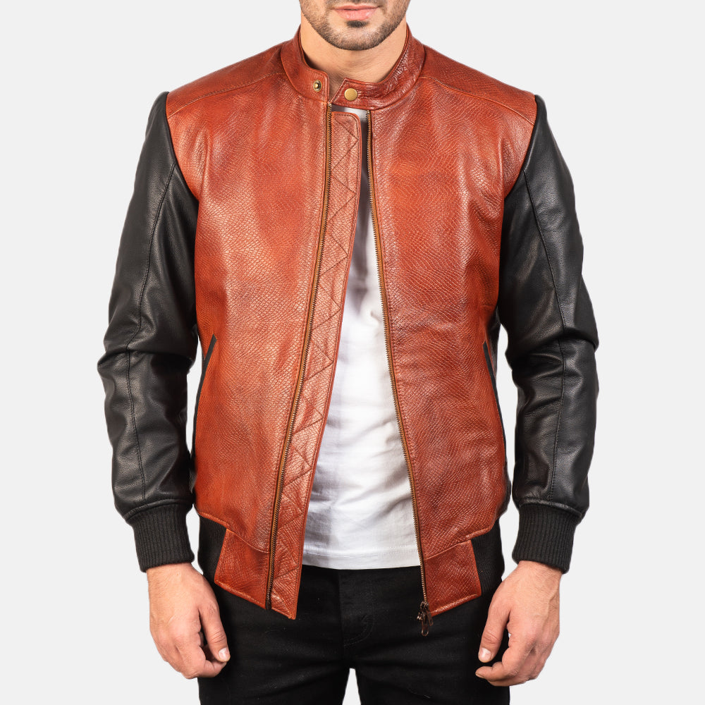 Men's Classic Structured Bomber Leather Jacket