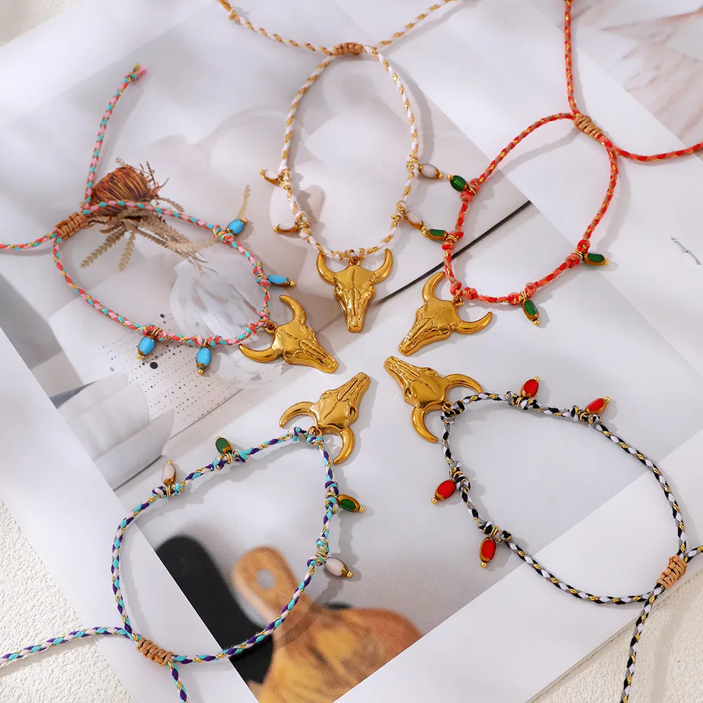 A little western. A little boho. A whole lot of personality.  Featuring a statement bull skull charm, colorful braided details and delicate bead accents, this bracelet instantly gives your everyday look a more adventurous edge.