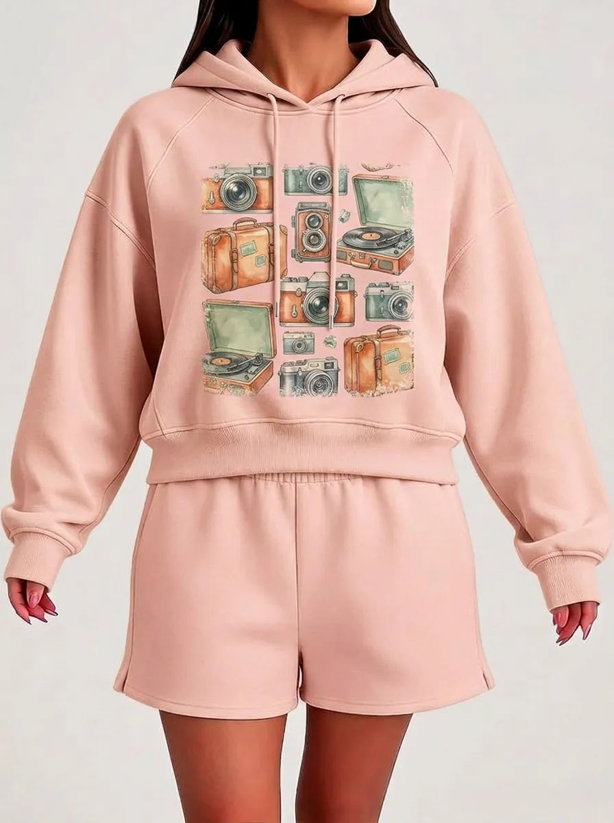 Women's Vintage Travel Photographer Graphic Hoodie