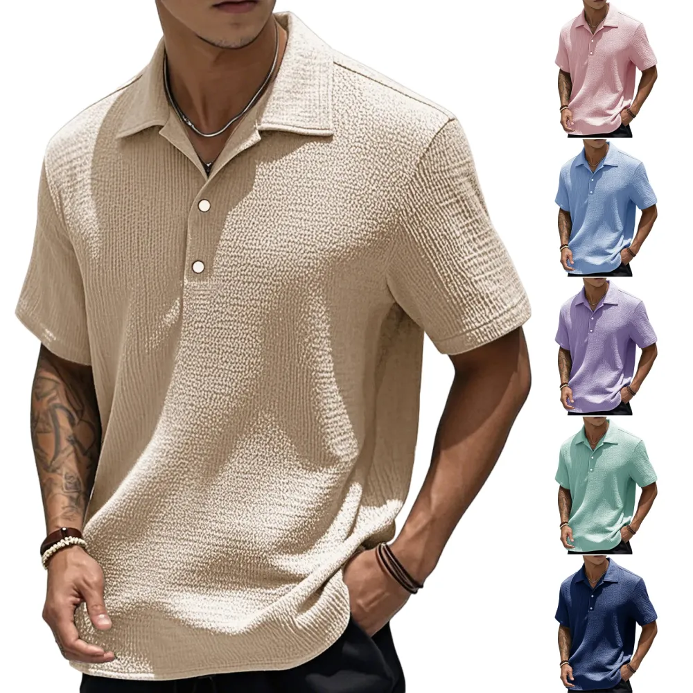Textured Short Sleeve Button Front Shirt