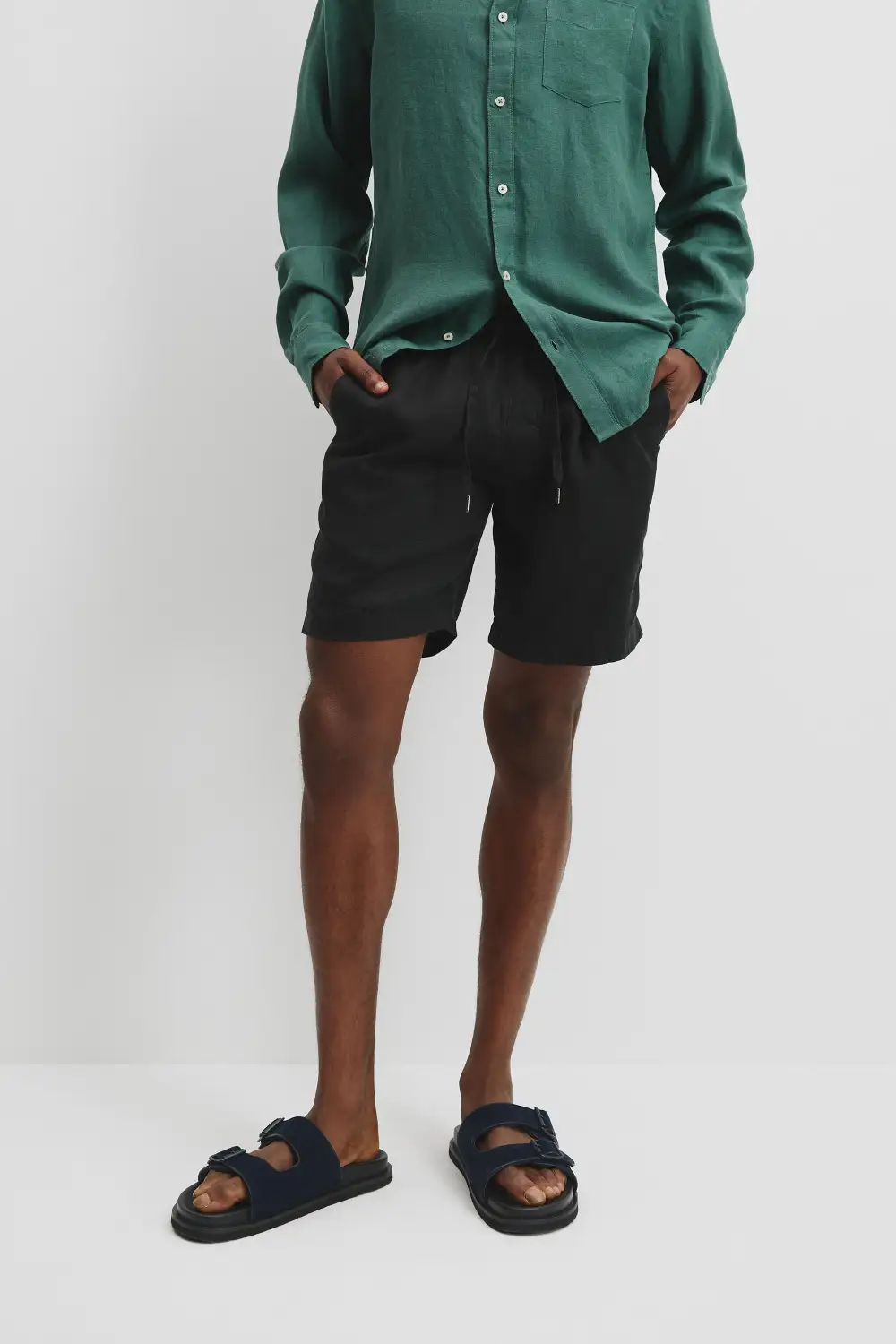 Men's Casual Drawcord Linen Shorts
