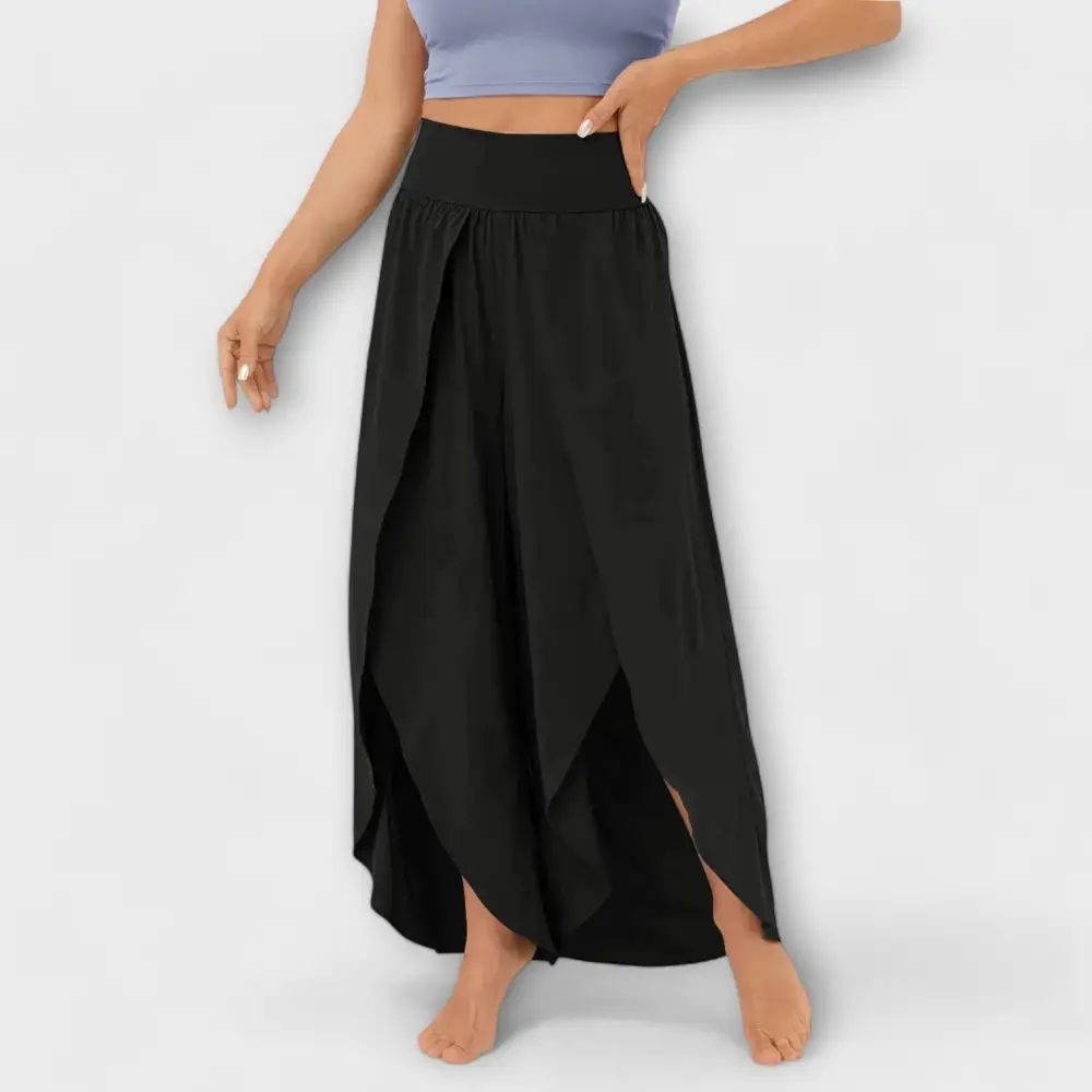 Flared Leg Relaxed Fit Lightweight Trousers
